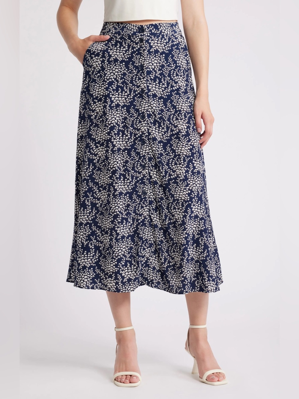 & OTHER STORIES navy midi skirt